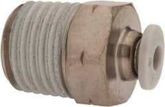 Norgren - 1/8" Tube OD, 1/4 NPTF Brass Push-to-Connect Tube Male Connector - Tube to Male NPT Connection, 150 Max psi, Nitrile O-Ring, 0 to 175°F Working Temp - Americas Industrial Supply