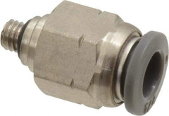 Norgren - 1/4" Tube OD, 10-32 UNF Brass Push-to-Connect Tube Male Connector - Tube to Male UNF Connection, 150 Max psi, Nitrile O-Ring, 0 to 175°F Working Temp - Americas Industrial Supply
