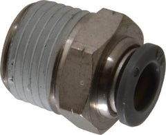 Norgren - 3/8" Tube OD, 1/2 NPTF Brass Push-to-Connect Tube Male Connector - Tube to Male NPT Connection, 150 Max psi, Nitrile O-Ring, 0 to 175°F Working Temp - Americas Industrial Supply