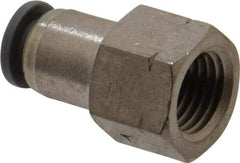 Norgren - 1/4" Tube OD, 1/4 NPTF Brass Push-to-Connect Tube Female Connector - Tube to Female NPT Connection, 150 Max psi, Nitrile O-Ring, 0 to 175°F Working Temp - Americas Industrial Supply