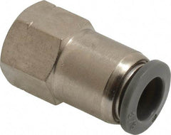Norgren - 3/8" Tube OD, 1/4 NPTF Brass Push-to-Connect Tube Female Connector - Tube to Female NPT Connection, 150 Max psi, Nitrile O-Ring, 0 to 175°F Working Temp - Americas Industrial Supply