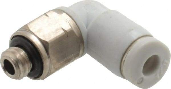 Norgren - 1/8" Tube OD, 10-32 UNF Brass Push-to-Connect Tube Male Swivel Elbow - Tube to Male UNF Connection, 150 Max psi, Nitrile O-Ring, 0 to 175°F Working Temp - Americas Industrial Supply