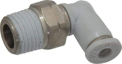 Norgren - 1/8" Tube OD, 1/8 NPTF Brass Push-to-Connect Tube Male Swivel Elbow - Tube to Male NPT Connection, 150 Max psi, Nitrile O-Ring, 0 to 175°F Working Temp - Americas Industrial Supply