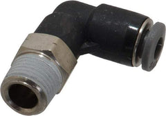 Norgren - 5/32" Tube OD, 1/8 NPTF Brass Push-to-Connect Tube Male Swivel Elbow - Tube to Male NPT Connection, 150 Max psi, Nitrile O-Ring, 0 to 175°F Working Temp - Americas Industrial Supply