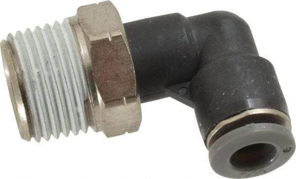 Norgren - 1/4" Tube OD, 3/8 NPTF Brass Push-to-Connect Tube Male Swivel Elbow - Tube to Male NPT Connection, 150 Max psi, Nitrile O-Ring, 0 to 175°F Working Temp - Americas Industrial Supply