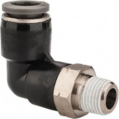 Norgren - 5/16" Tube OD, 1/8 NPTF Brass Push-to-Connect Tube Male Swivel Elbow - Tube to Male NPT Connection, 150 Max psi, Nitrile O-Ring, 0 to 175°F Working Temp - Americas Industrial Supply