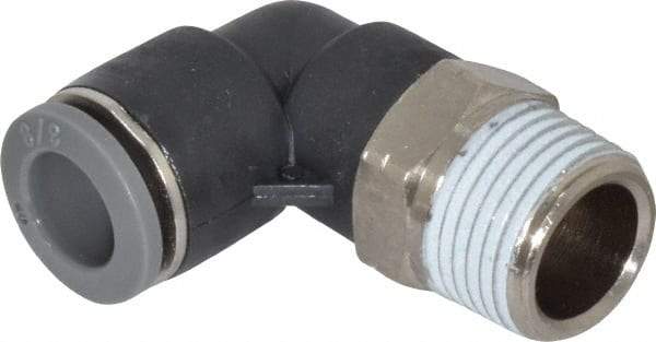 Norgren - 3/8" Tube OD, 3/8 NPTF Brass Push-to-Connect Tube Male Swivel Elbow - Tube to Male NPT Connection, 150 Max psi, Nitrile O-Ring, 0 to 175°F Working Temp - Americas Industrial Supply