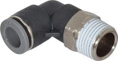 Norgren - 3/8" Tube OD, 3/8 NPTF Brass Push-to-Connect Tube Male Swivel Elbow - Tube to Male NPT Connection, 150 Max psi, Nitrile O-Ring, 0 to 175°F Working Temp - Americas Industrial Supply