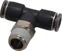 Norgren - 1/4" Tube OD, 1/4 NPTF Brass Push-to-Connect Tube Male Swivel Branch Tee - Tube to Male NPT Connection, 150 Max psi, Nitrile O-Ring, 0 to 175°F Working Temp - Americas Industrial Supply