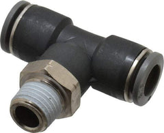 Norgren - 3/8" Tube OD, 1/4 NPTF Brass Push-to-Connect Tube Male Swivel Branch Tee - Tube to Male NPT Connection, 150 Max psi, Nitrile O-Ring, 0 to 175°F Working Temp - Americas Industrial Supply