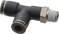 Norgren - 1/4" Tube OD, 1/8 NPTF Brass Push-to-Connect Tube Male Swivel Run Tee - Tube to Male NPT Connection, 150 Max psi, Nitrile O-Ring, 0 to 175°F Working Temp - Americas Industrial Supply