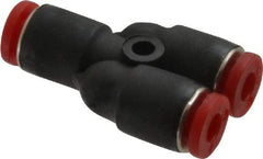 Norgren - 4mm Tube OD, Brass Push-to-Connect Tube Parallel Y - 150 Max psi, Tube to Tube Connection, Nitrile O-Ring, 0 to 175°F Working Temp - Americas Industrial Supply