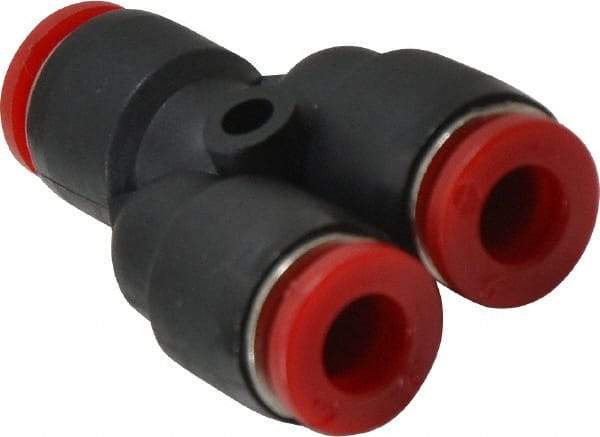 Norgren - 6mm Tube OD, Brass Push-to-Connect Tube Parallel Y - 150 Max psi, Tube to Tube Connection, Nitrile O-Ring, 0 to 175°F Working Temp - Americas Industrial Supply