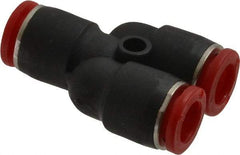 Norgren - 8mm Tube OD, Brass Push-to-Connect Tube Parallel Y - 150 Max psi, Tube to Tube Connection, Nitrile O-Ring, 0 to 175°F Working Temp - Americas Industrial Supply