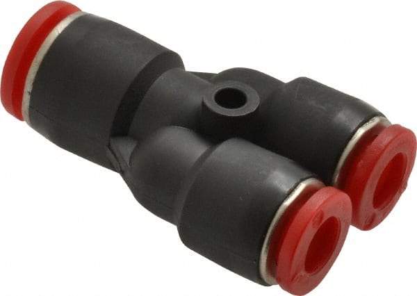 Norgren - 8 x 8 x 6mm Tube OD, Brass Push-to-Connect Tube Parallel Y - 150 Max psi, Tube to Tube Connection, Nitrile O-Ring, 0 to 175°F Working Temp - Americas Industrial Supply