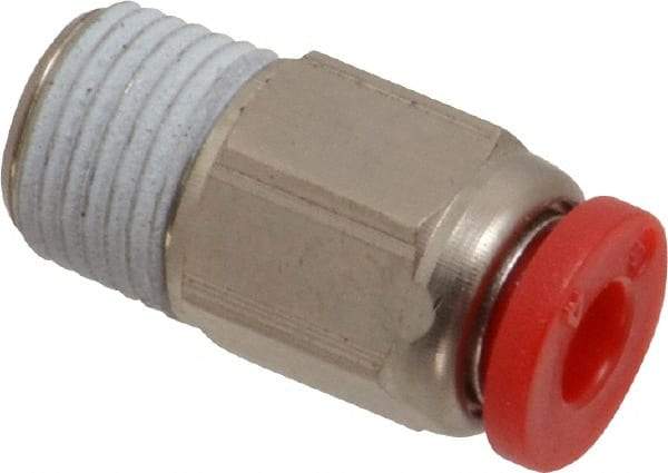 Norgren - 4mm Tube OD, 1/8 BSPT Brass Push-to-Connect Tube Male Connector - Tube to Male BSPT Connection, 150 Max psi, Nitrile O-Ring, 0 to 175°F Working Temp - Americas Industrial Supply