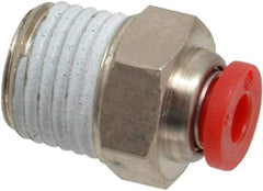 Norgren - 4mm Tube OD, 1/4 BSPT Brass Push-to-Connect Tube Male Connector - Tube to Male BSPT Connection, 150 Max psi, Nitrile O-Ring, 0 to 175°F Working Temp - Americas Industrial Supply