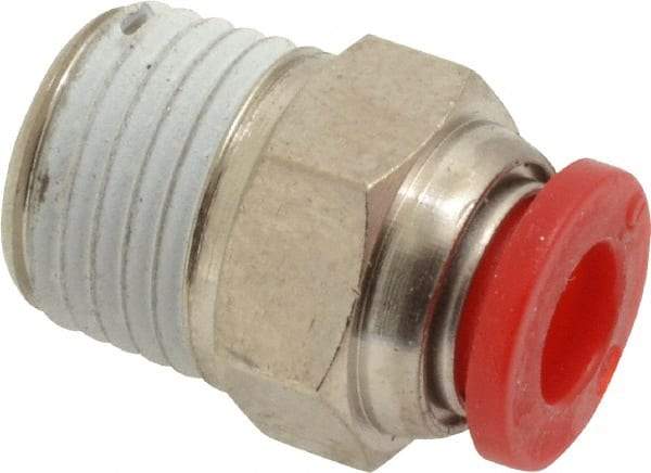 Norgren - 6mm Tube OD, 1/4 BSPT Brass Push-to-Connect Tube Male Connector - Tube to Male BSPT Connection, 150 Max psi, Nitrile O-Ring, 0 to 175°F Working Temp - Americas Industrial Supply