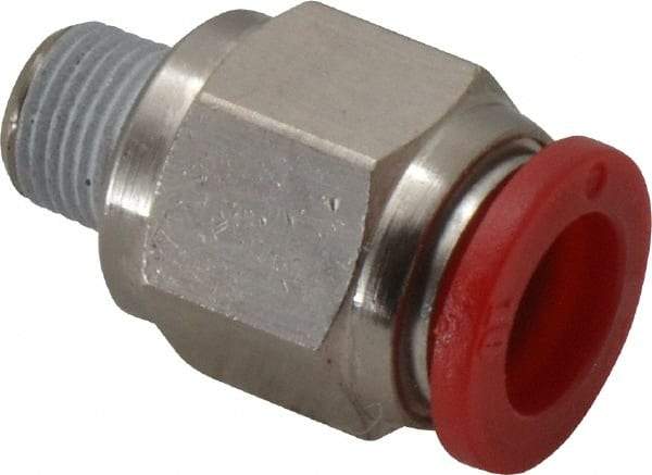 Norgren - 10mm Tube OD, 1/8 BSPT Brass Push-to-Connect Tube Male Connector - Tube to Male BSPT Connection, 150 Max psi, Nitrile O-Ring, 0 to 175°F Working Temp - Americas Industrial Supply