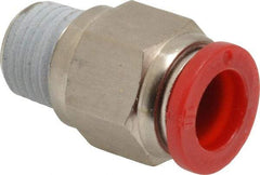 Norgren - 10mm Tube OD, 1/4 BSPT Brass Push-to-Connect Tube Male Connector - Tube to Male BSPT Connection, 150 Max psi, Nitrile O-Ring, 0 to 175°F Working Temp - Americas Industrial Supply