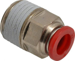 Norgren - 10mm Tube OD, 1/2 BSPT Brass Push-to-Connect Tube Male Connector - Tube to Male BSPT Connection, 150 Max psi, Nitrile O-Ring, 0 to 175°F Working Temp - Americas Industrial Supply