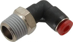 Norgren - 4mm Tube OD, 1/4 BSPT Brass Push-to-Connect Tube Male Swivel Elbow - Tube to Male BSPT Connection, 150 Max psi, Nitrile O-Ring, 0 to 175°F Working Temp - Americas Industrial Supply