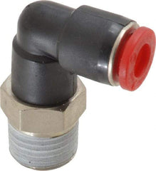 Norgren - 6mm Tube OD, 1/4 BSPT Brass Push-to-Connect Tube Male Swivel Elbow - Tube to Male BSPT Connection, 150 Max psi, Nitrile O-Ring, 0 to 175°F Working Temp - Americas Industrial Supply