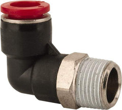 Norgren - 10mm Tube OD, 3/8 BSPT Brass Push-to-Connect Tube Male Swivel Elbow - Tube to Male BSPT Connection, 150 Max psi, Nitrile O-Ring, 0 to 175°F Working Temp - Americas Industrial Supply