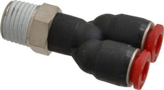 Norgren - 6mm Tube OD, 1/4 BSPT Brass Push-to-Connect Tube Male Parallel Y - Tube to Male BSPT Connection, 150 Max psi, Nitrile O-Ring, 0 to 175°F Working Temp - Americas Industrial Supply