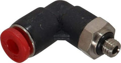 Norgren - 4mm Tube OD, M5 Metric Brass Push-to-Connect Tube Male Swivel Elbow - Tube to Metric Thread Connection, 150 Max psi, Nitrile O-Ring, 0 to 175°F Working Temp - Americas Industrial Supply