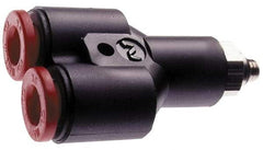 Norgren - 6mm Tube OD, M5 Metric Brass Push-to-Connect Tube Male Parallel Y - Tube to Metric Thread Connection, 150 Max psi, Nitrile O-Ring, 0 to 175°F Working Temp - Americas Industrial Supply