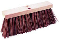 PRO-SOURCE - 14" Rough Surface Palmyra Push Broom - 6-1/4" Bristle Length, Wood Block, Tapered Handle Connection, Handle Sold Separately - Americas Industrial Supply