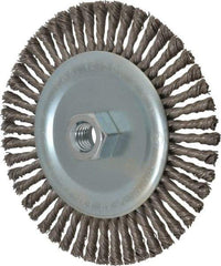 Anderson - 6" OD, 5/8-11 Arbor Hole, Knotted Steel Wheel Brush - 3/16" Face Width, 1-1/8" Trim Length, 0.02" Filament Diam, 12,500 RPM - Americas Industrial Supply