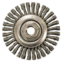 Anderson - 4" OD, M10x1.50 Arbor Hole, Knotted Stainless Steel Wheel Brush - 1/4" Face Width, 7/8" Trim Length, 0.02" Filament Diam, 20,000 RPM - Americas Industrial Supply