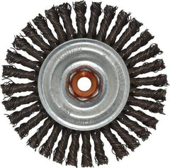 Anderson - 4" OD, M10x1.50 Arbor Hole, Knotted Steel Wheel Brush - 1/4" Face Width, 7/8" Trim Length, 0.02" Filament Diam, 20,000 RPM - Americas Industrial Supply