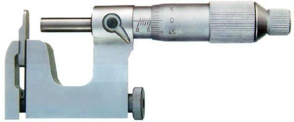 Value Collection - 25 to 50 mm Range, Carbide Face, Satin Chrome Coated, Mechanical Multi Anvil Micrometer - Friction Thimble, 0.01 mm Graduation, 0.0001 Inch Accuracy - Americas Industrial Supply