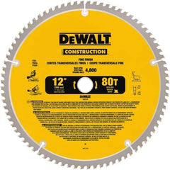 DeWALT - 12" Diam, 1" Arbor Hole Diam, 80 Tooth Wet & Dry Cut Saw Blade - Carbide-Tipped, General Purpose Action, Standard Round Arbor - Americas Industrial Supply