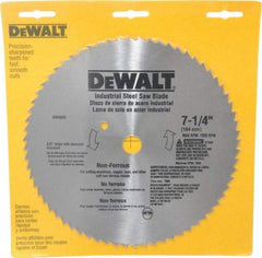 DeWALT - 7-1/4" Diam, 5/8" Arbor Hole Diam, 68 Tooth Wet & Dry Cut Saw Blade - Steel, Smooth Action, Standard Round Arbor - Americas Industrial Supply