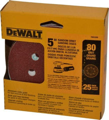 DeWALT - 5" Diam, 80 Grit, Aluminum Oxide Hook & Loop Disc - Medium Grade, Coated, Paper Backing, - Americas Industrial Supply