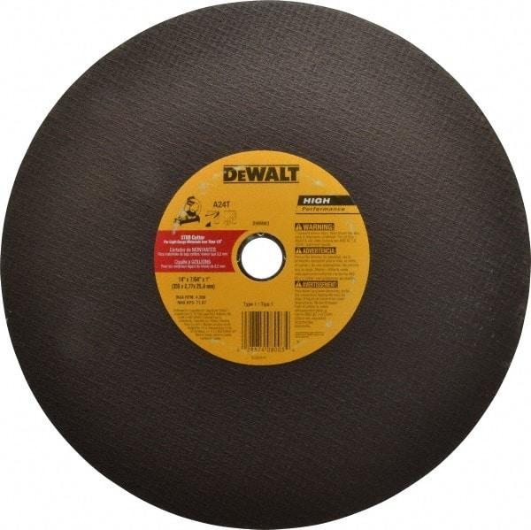 DeWALT - 14" Aluminum Oxide Cutoff Wheel - 7/64" Thick, 1" Arbor, 5,000 Max RPM, Use with Stationary Tools - Americas Industrial Supply