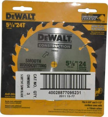 DeWALT - 5-3/8" Diam, 10mm Arbor Hole Diam, 24 Tooth Wet & Dry Cut Saw Blade - Carbide-Tipped, Smooth Action, Standard Round Arbor - Americas Industrial Supply