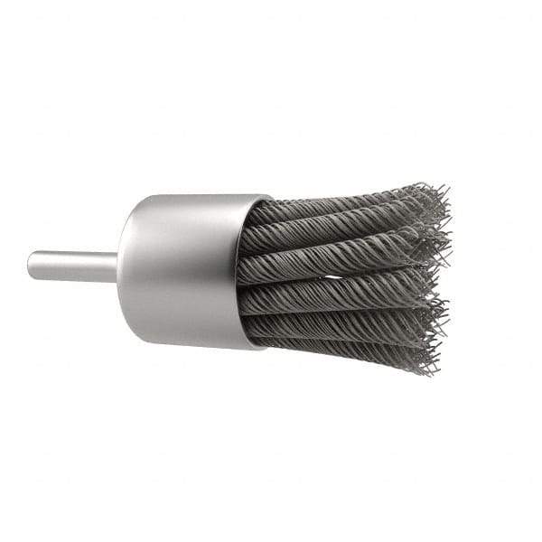 Anderson - 1-1/8" Brush Diam, Knotted, End Brush - 1/4" Diam Shank, 22,000 Max RPM - Americas Industrial Supply