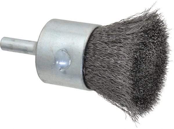 Anderson - 1" Brush Diam, Crimped, End Brush - 1/4" Diam Shank, 22,000 Max RPM - Americas Industrial Supply