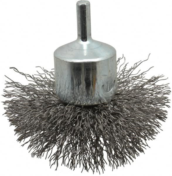 Anderson - 3" Brush Diam, Crimped, Flared End Brush - 1/4" Diam Shank, 16,000 Max RPM - Americas Industrial Supply