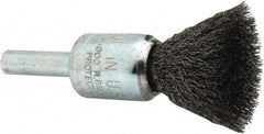 Anderson - 1/2" Brush Diam, Crimped, End Brush - 1/4" Diam Shank, 25,000 Max RPM - Americas Industrial Supply