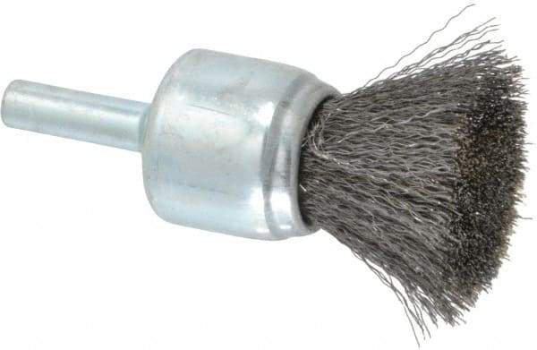 Anderson - 3/4" Brush Diam, Crimped, End Brush - 1/4" Diam Shank, 22,000 Max RPM - Americas Industrial Supply