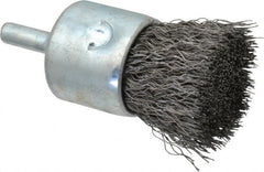 Anderson - 1" Brush Diam, Crimped, End Brush - 1/4" Diam Shank, 22,000 Max RPM - Americas Industrial Supply