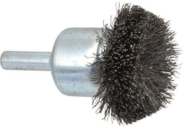 Anderson - 1-1/2" Brush Diam, Crimped, Flared End Brush - 1/4" Diam Shank, 20,000 Max RPM - Americas Industrial Supply