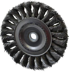 Anderson - 4" OD, 1/2" Arbor Hole, Knotted Steel Wheel Brush - 1/2" Face Width, 7/8" Trim Length, 0.0118" Filament Diam, 20,000 RPM - Americas Industrial Supply