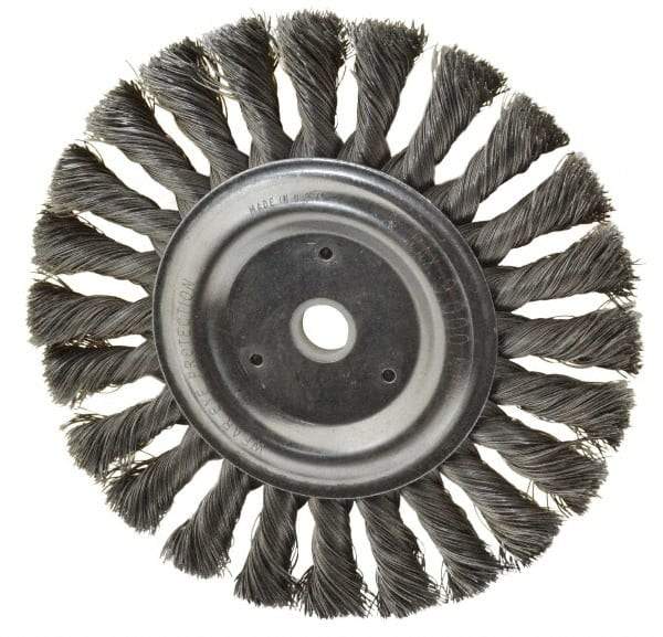 Anderson - 6" OD, 1/2" Arbor Hole, Knotted Steel Wheel Brush - 1/2" Face Width, 1-7/16" Trim Length, 0.0118" Filament Diam, 9,000 RPM - Americas Industrial Supply